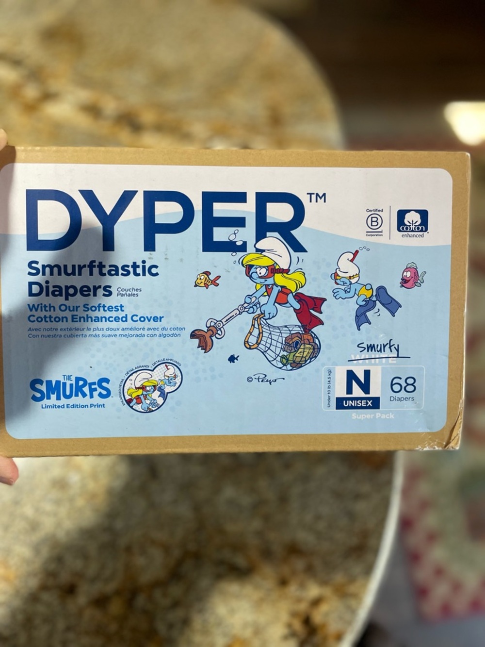 DYPER Smurfs Size Newborn 68 count